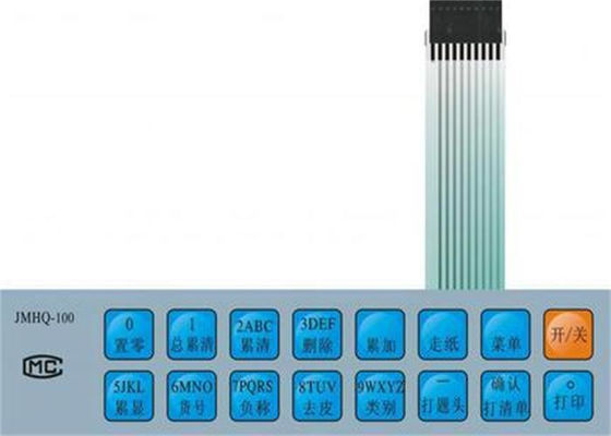 PVC / PC / PET PCB Keyboard Membrane Switch Embossed Rich Colors Heat Resisting